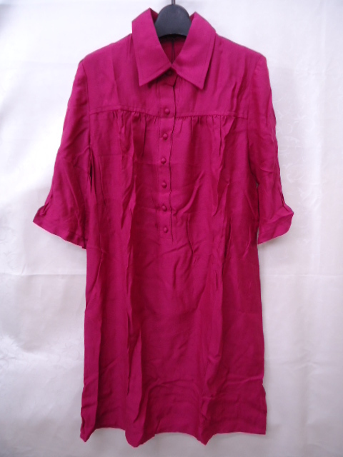 【KCM】wa-141b★ワケあり未使用品★【22 OCTOBRE/22 オクトーブル】レディース 半袖ワンピース M~L相当 ワインレッド系拍卖