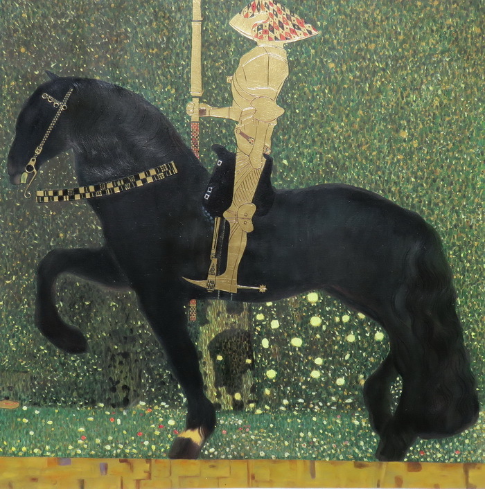 油絵 グスタフ・クリムトの名作_人生は戦いなり(黄金の騎士) ma1418拍卖