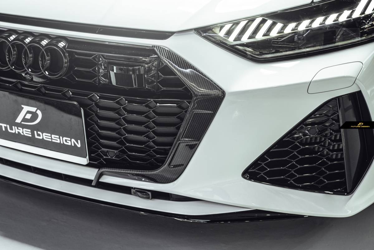 【FUTURE DESIGN 正規品】AUDI RS6 AVANT C8 アバント フロントグリル用 スプリッター 本物DryCarbon ドライカーボン エアロ カスタム拍卖