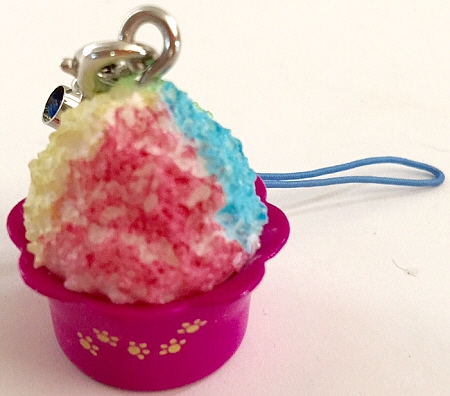 即決!「猫の足跡柄の器のカラフルかき氷」ストラップ拍卖