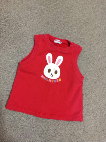 187女の子90ミキハウスの赤のベスト ウサコちゃん拍卖