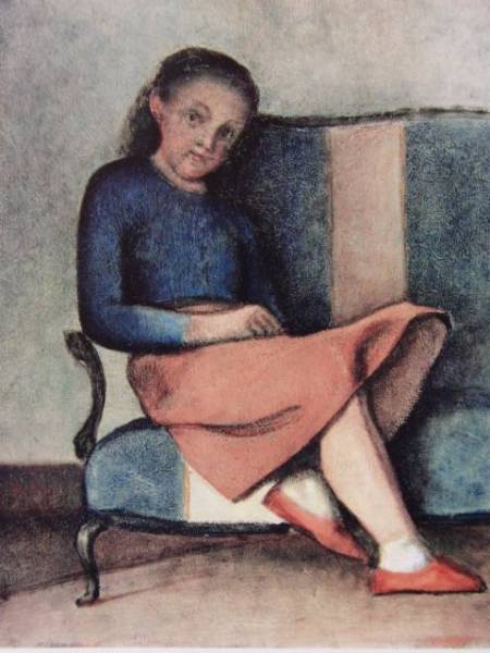 バルテュス、BALTHUS、座っているコレット、希少な額装用画集より、新品高級額、額装付、状態良好拍卖