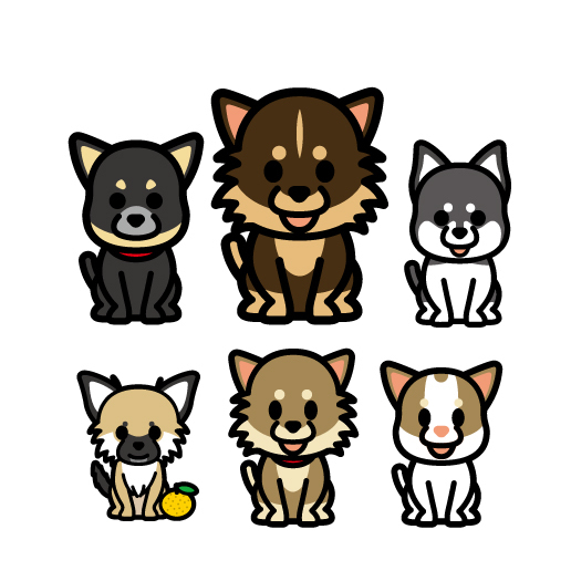 似顔絵 愛犬のイラスト制作 お名前入りシール1シート20枚セット・チワワ拍卖