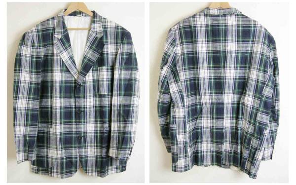 ■TOMMY HILFIGER 【トミーヒルフィガー】 白 × 緑 × 青 タータン チェック ジャケット L拍卖