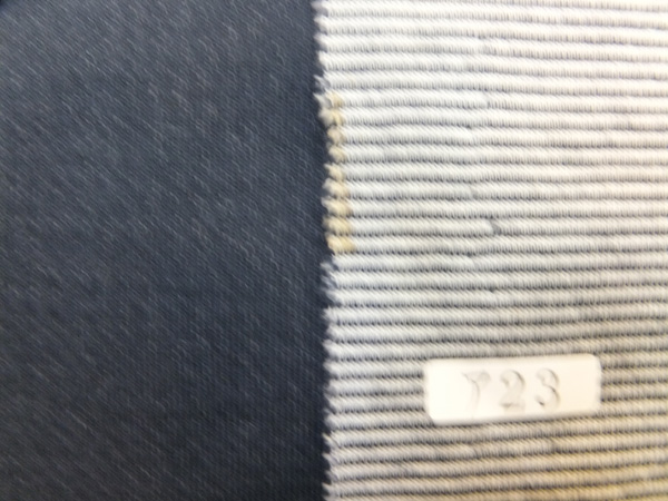 ア23 毛の紺色縞模様に織られています ニットジャ-ジで素敵拍卖