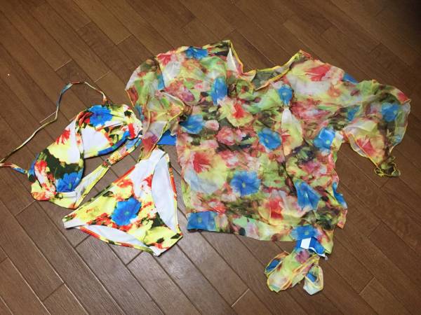 新品★花柄ビキニ&シースルー羽織付き★M拍卖