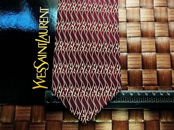 【良品】y7203サンローラン・植物/ネクタイ★拍卖