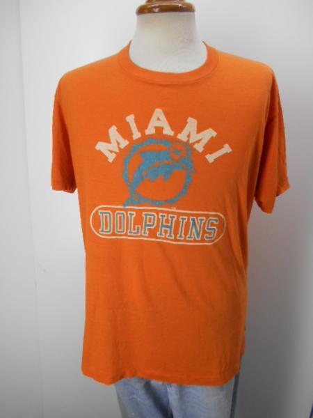 80s Tシャツ L オレンジ MIAMI ドルフィンズ NFL アメリカ古着 アメカジ ah424拍卖