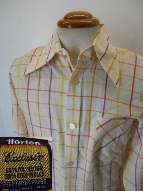 70s メンズ 柄シャツ L 長袖 大きい 美ユーズド ヨーロッパ 古着 e300拍卖