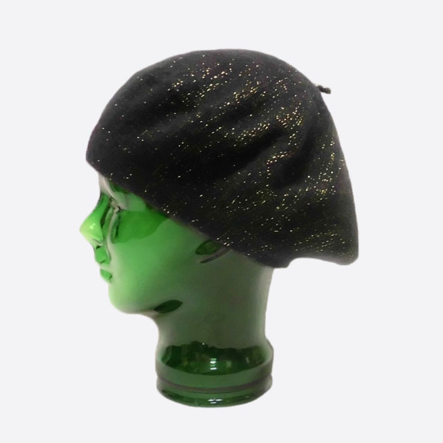 ★SALE★ラメ入りウールベレー帽 (Black/Gold)拍卖