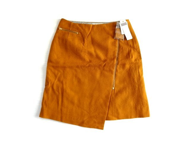 新品 un dix cors アンディコール ウール混 タイト スカート 36 S マスタード バレリー ジップ使い 日本製 小さいサイズ拍卖