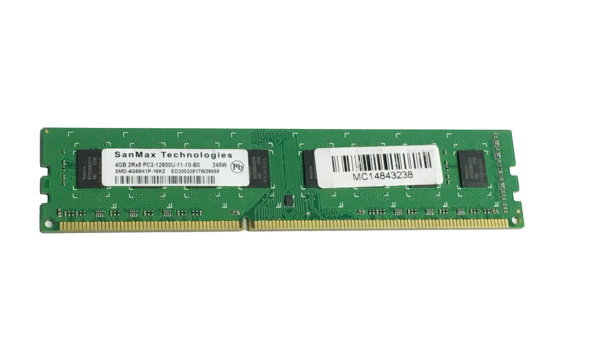 【中古パーツ】PC3 本体用 DDR3 メモリ SanMax Technologies 4GB 2R*8 PC3-12800U-11-10-B0 4GBx1枚 計4GB ■M(129)拍卖