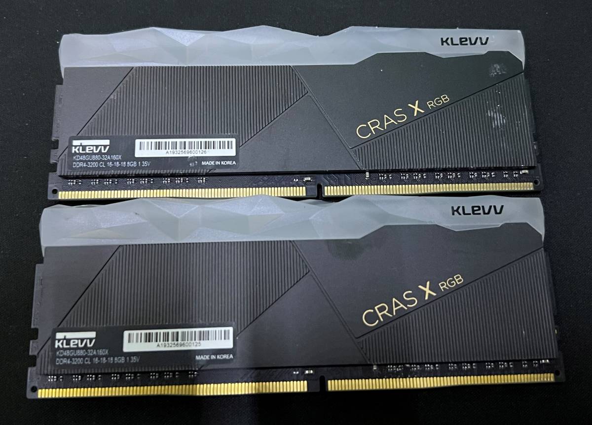 KLEVV DISK PC用ゲーミングメモリ PC4-25600 DDR4 3200 8GB x2枚 CRASXシリーズ RGB 288pin SK hynix製メモリチップ採用 KD48GU880-32A160X拍卖