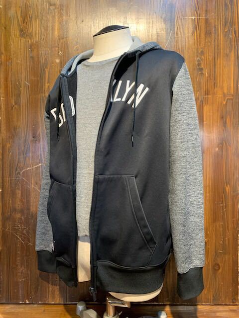 K079 メンズ パーカー adidas アディダス ジップアップ フーディー ブラック グレー 切替 NBA BROOKLYN NETS / L (8)拍卖