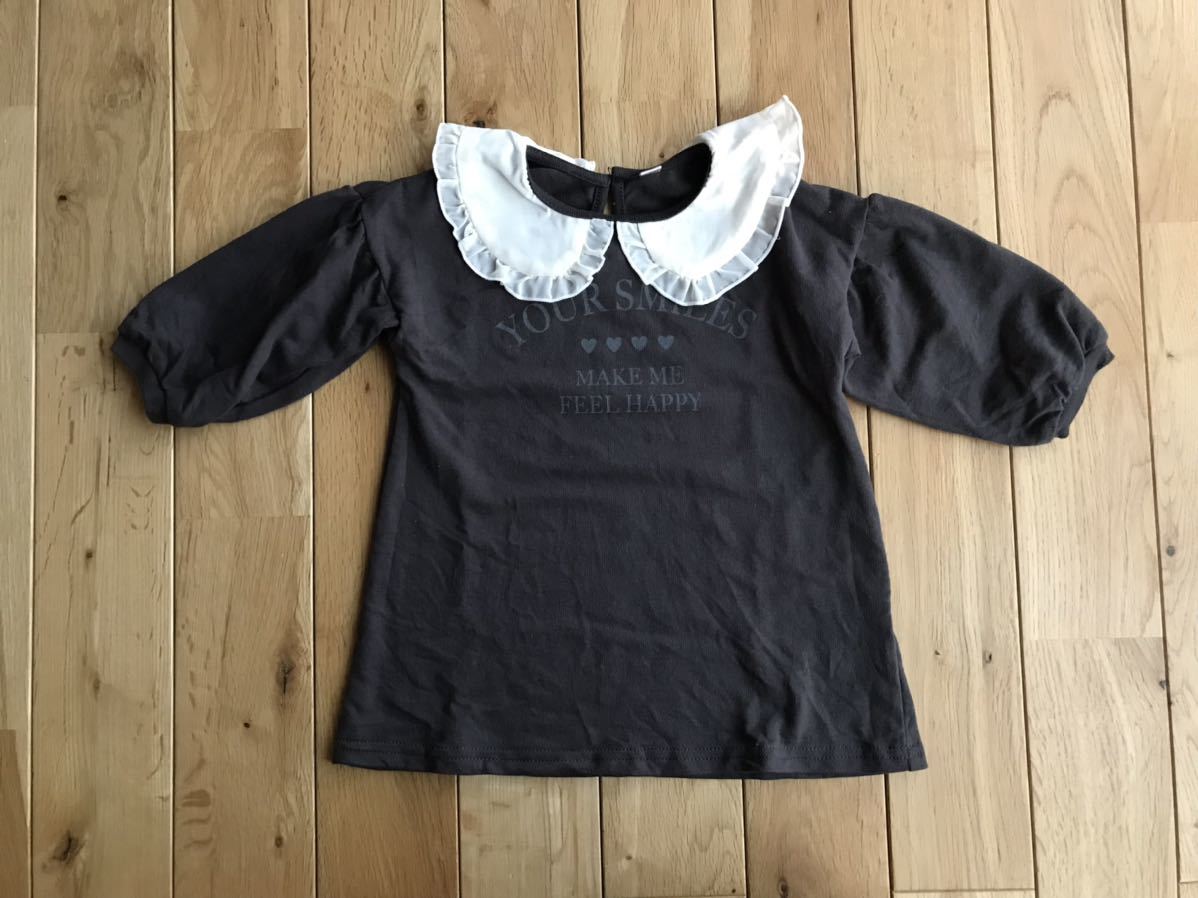 バースデイ 薄手 長袖 襟付きワンピース ボリューム袖 墨黒 80センチ拍卖