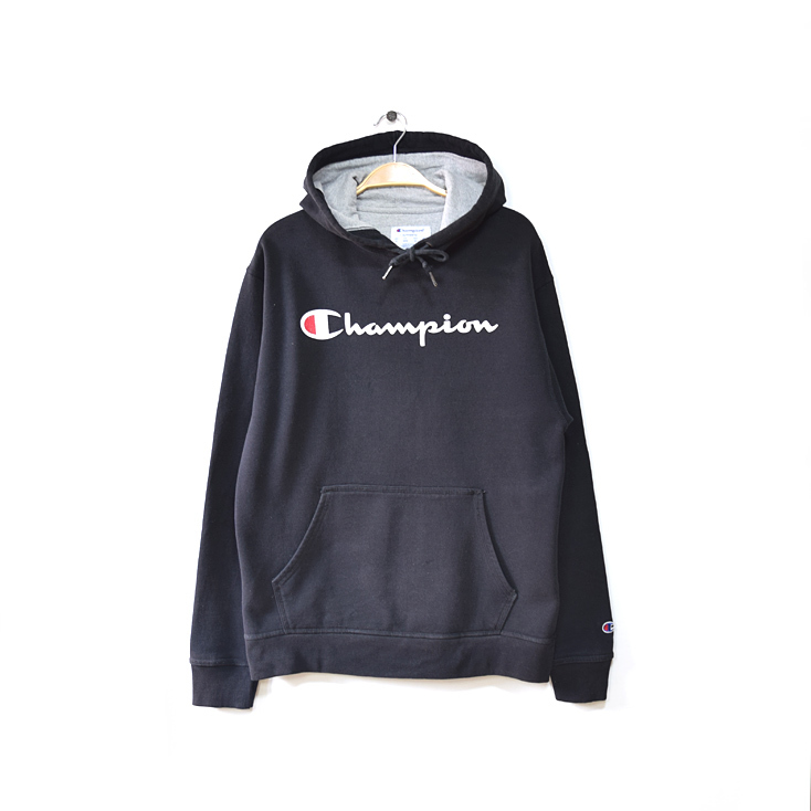 【送料無料】チャンピオン ロゴプリント トレーナー スウェットパーカ レディースM Champion ブラック 古着 CG0134拍卖