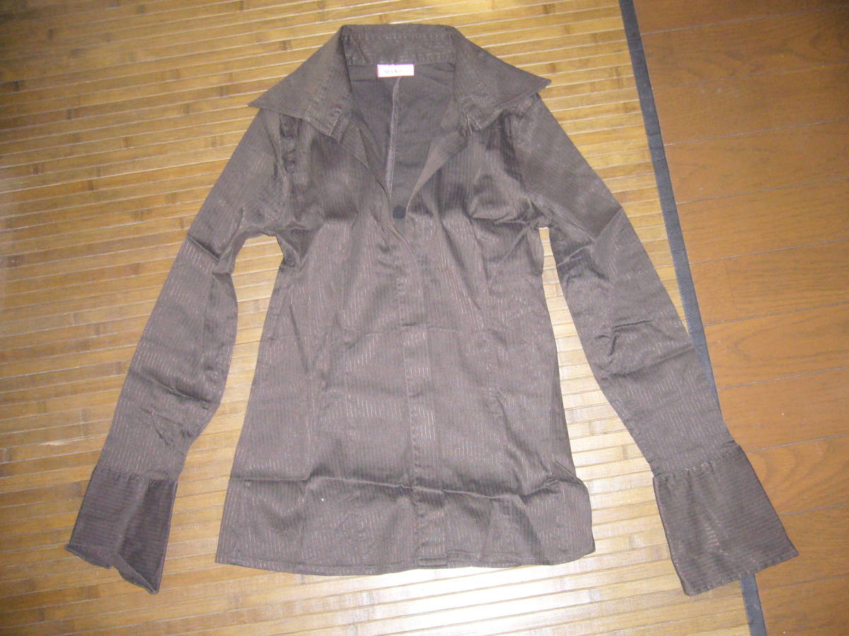 801-77♀:MAX&Co マックス&コー フォーマルブラウス シャツ 長袖 size.44 色.こげ茶拍卖