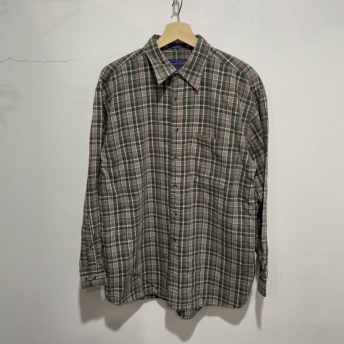 送料無料☆PENDLETON☆ペンドルトン☆チェック柄長袖ネルシャツ☆メンズL☆古着☆B9c拍卖