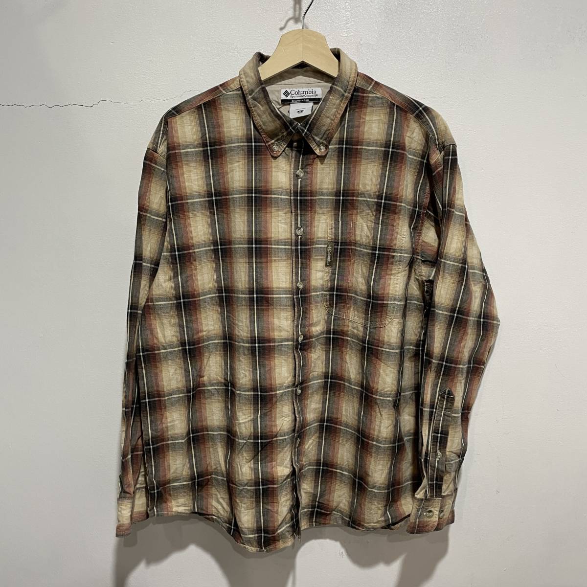 送料無料☆Columbia☆長袖チェックボタンダウンシャツ☆M☆z20☆c拍卖