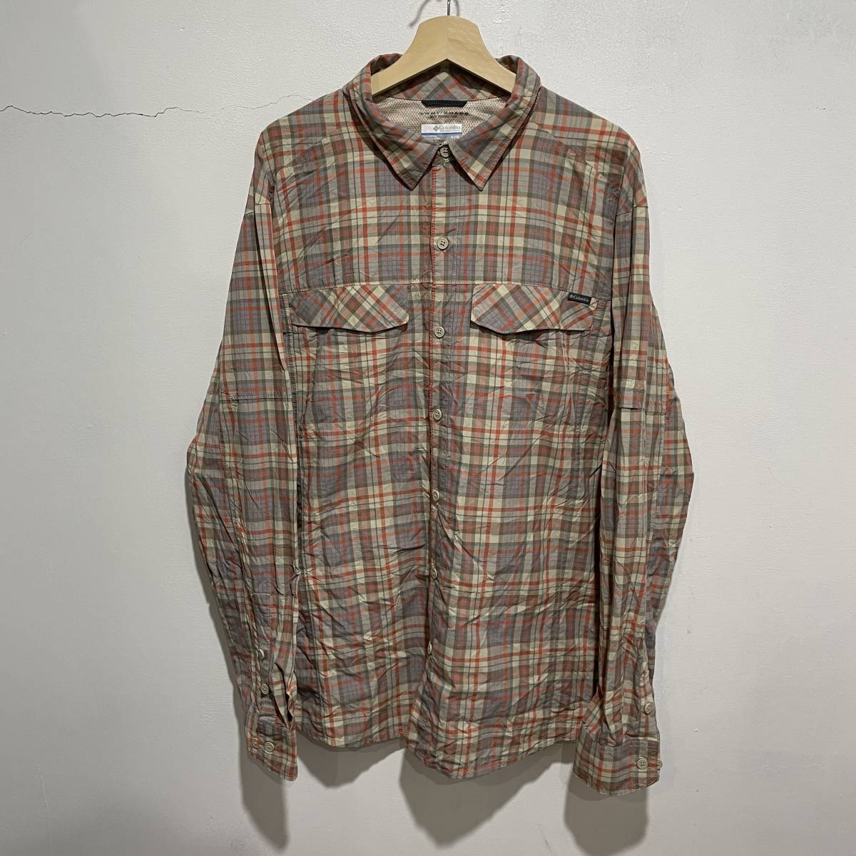 ☆送料無料☆Columbia☆長袖チェックシャツ☆ナイロン☆オムニシェイド☆XL☆E20c拍卖