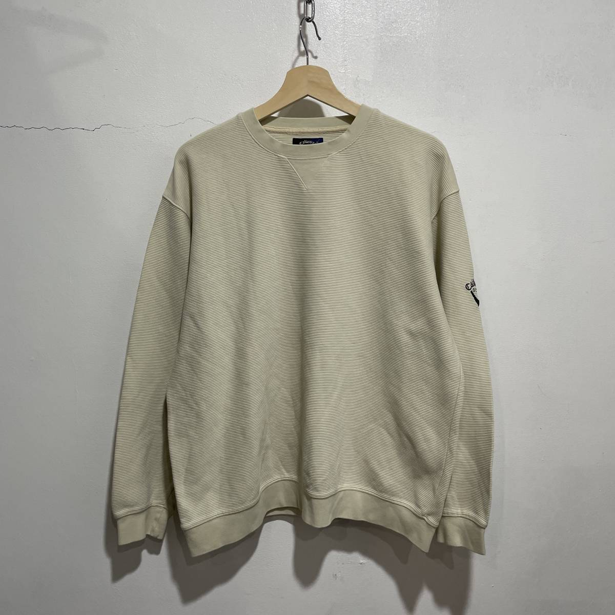 ☆送料無料☆CallawayGOLF☆前Vスウェット☆L☆カットソー☆ベージュ☆z20☆c拍卖