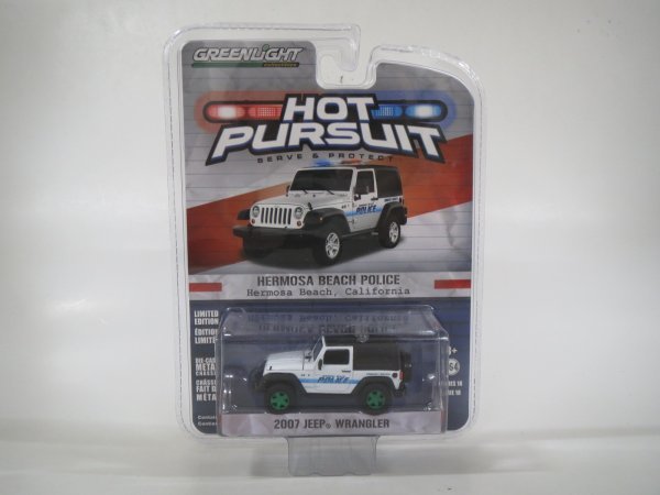 59380■GREENLIGHT Hot Pursuit 1/64 2007 Jeep Wrangler Hermosa Beach. California拍卖