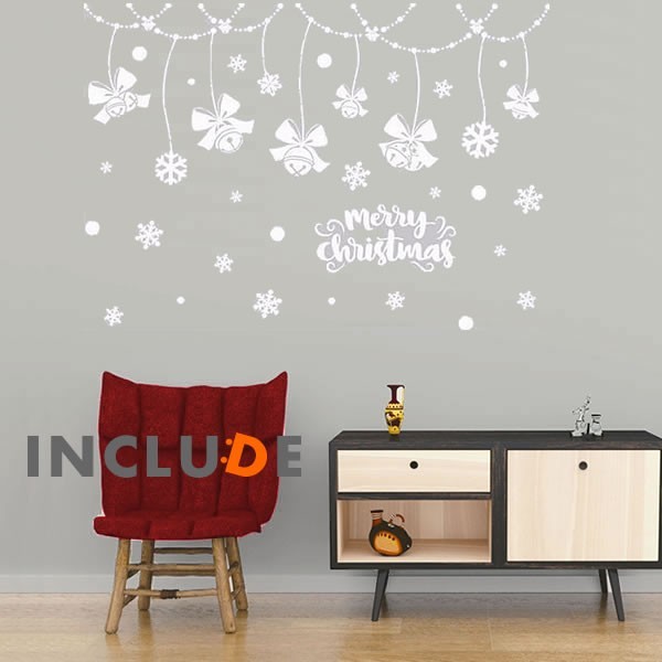 ウォールステッカー ガラスフィルム ウィンドウフィルム メリークリスマス オーナメント リボン ベル 吊るして飾る ガーランド拍卖