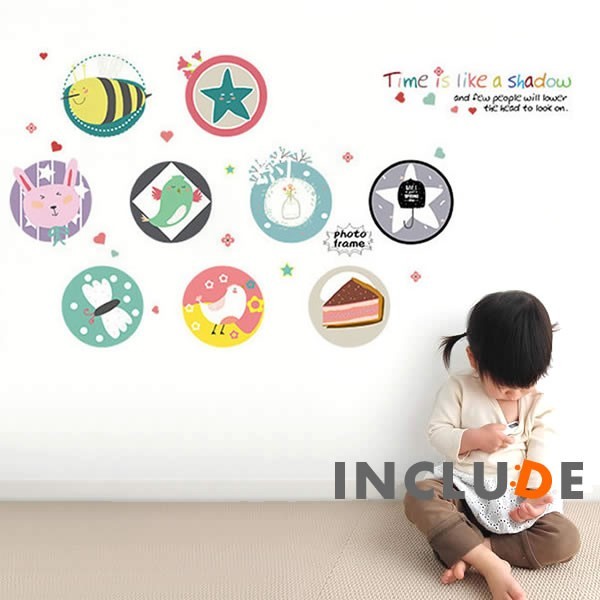 ウォールステッカー 丸い絵 カラフル レインボー ロゴ お皿に絵 オリジナル ジムボバート風 BEE 蜂 星 兎 魚 傘 蝶 ひ拍卖