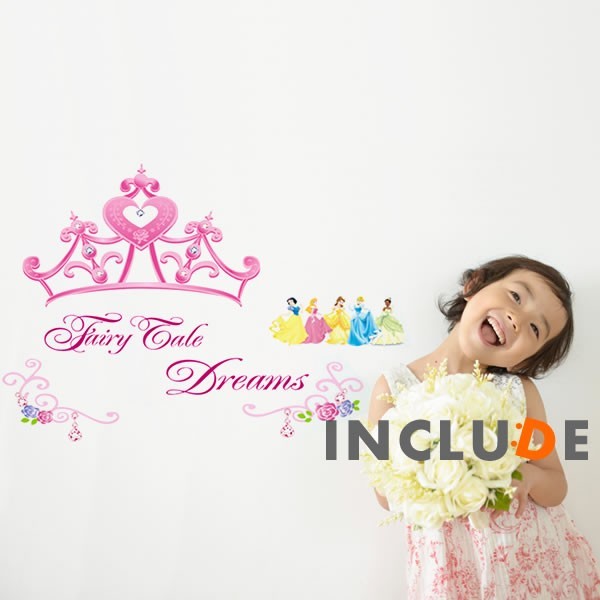 ウォールステッカー クラウン 髪飾り プリンセス 女の子 シンデレラ ピンク 壁シール 子供部屋 北欧 カフェ CAFE リビン拍卖