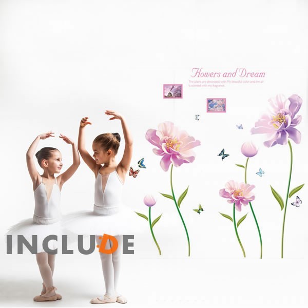 ウォールステッカー 花 ピンクの花 パープルの花 春 夏 季節 花びら コサージュ キラキラ 輝く 母の日 マザーズデイ カーネ拍卖