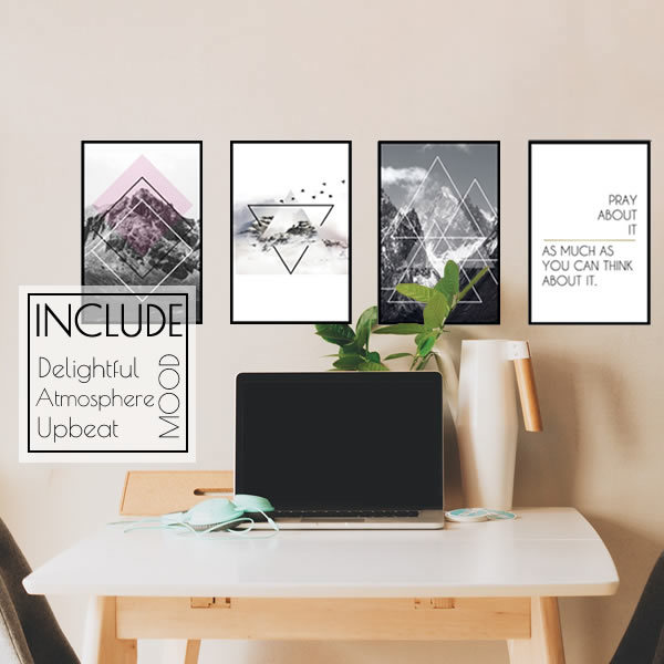 ウォールステッカー だまし窓 パネル 3D 幾何学 三角形 四角形 山 マウンテン モノクロ アイガー K2 エベレスト アンナ拍卖