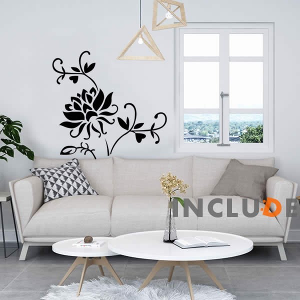 ウォールステッカー 花 薔薇 牡丹 菊 ローズ peony 煌き 模様 トライバル Tribal モノトーン モノクロ 伝統 模拍卖