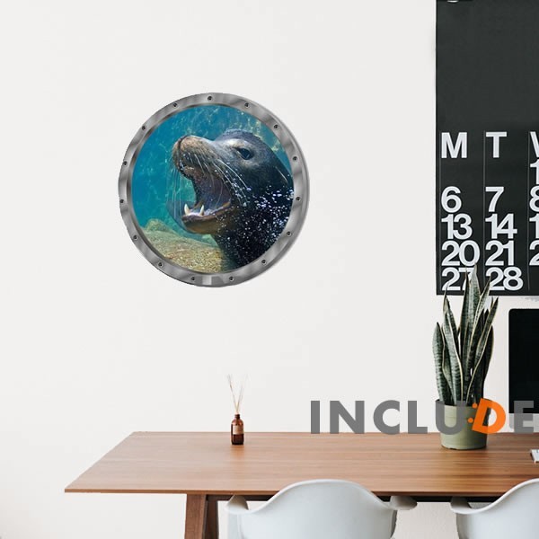 ウォールステッカー 潜水艦の窓 アシカ オットセイ トド アザラシ 一緒に泳ぐ 海底 海底アドベンチャー アクティビティ 気分転拍卖