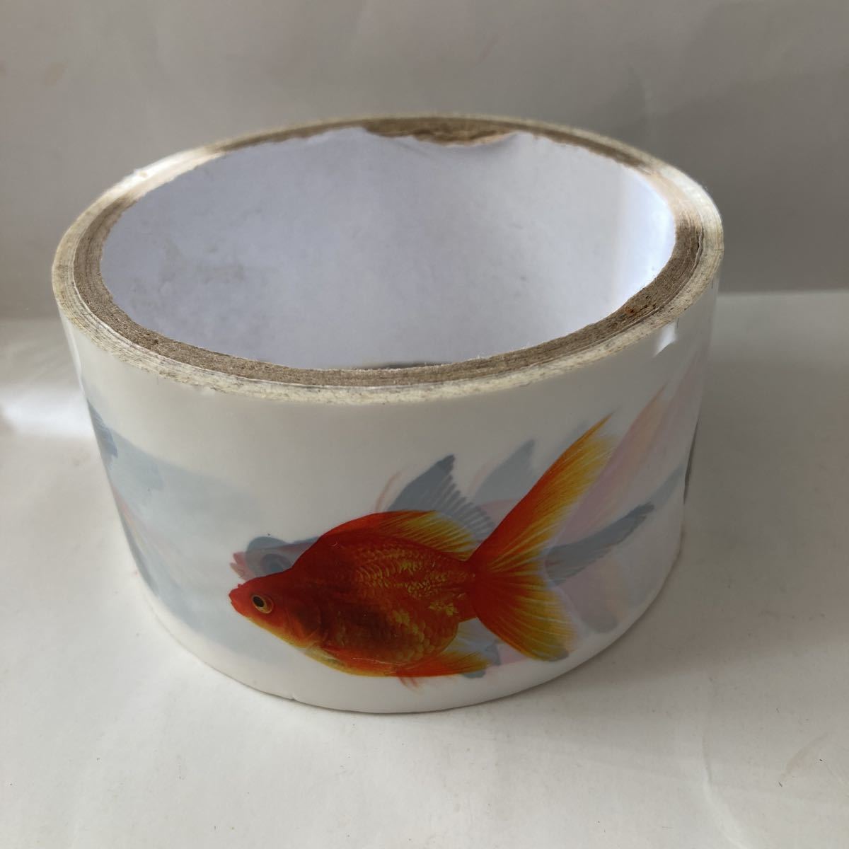 面白いテープ 金魚柄 梱包テープ 幅約4.7cm USED 粘着テープ インテリアテープ 金魚 和柄 中国拍卖