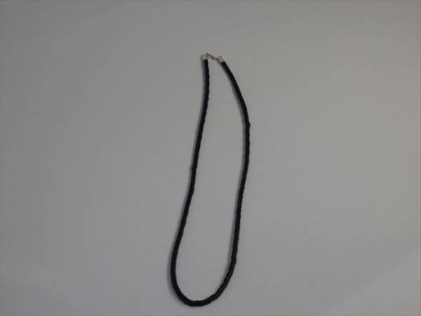 ★新品未使用★レザーネックレス 牛革編込み(編込みレザー)(留め金具 ヒキワ(シルバー925) 黒50cm4mmL38拍卖