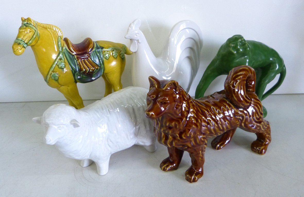 ☆縁起物!柘植知利/作 干支置物【午・羊・申・酉・戌】置物/インテリア/オブジェ 5個セット 木箱入り USED品☆拍卖