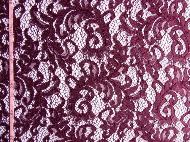★広巾コードレース♪ツタ模様(えんじ)♪140×30★【NE1639-B】拍卖