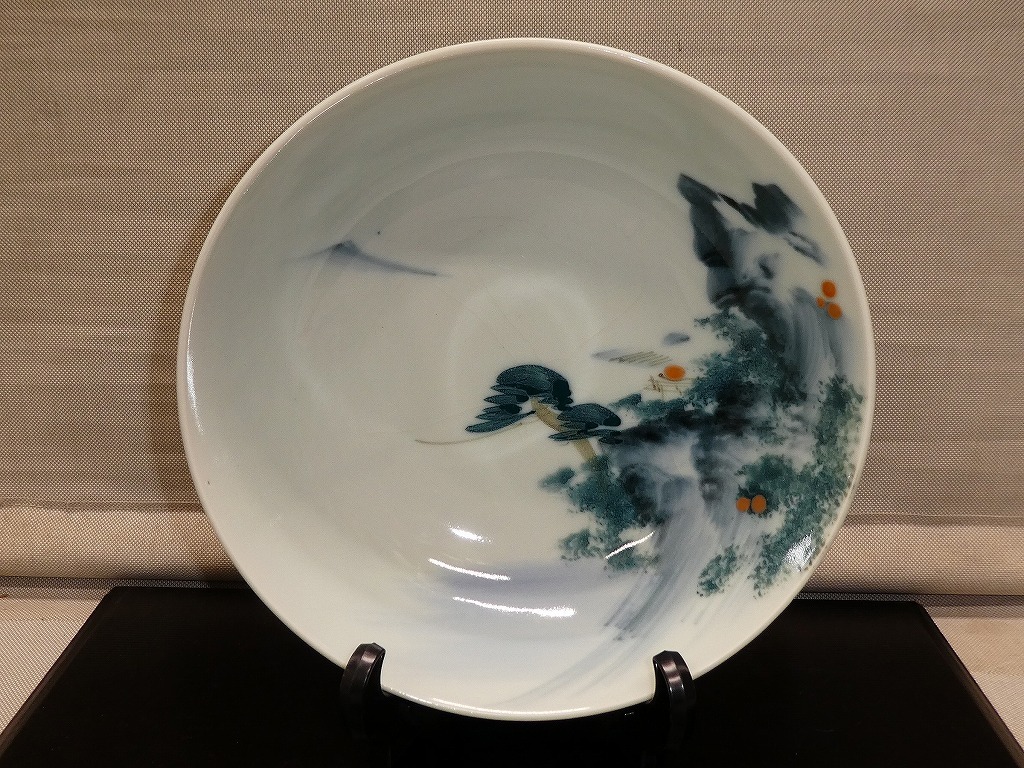 ●青磁 山水画 大鉢 径約24.5㎝ 深鉢 盛鉢 時代物●和食器 和皿 大皿拍卖