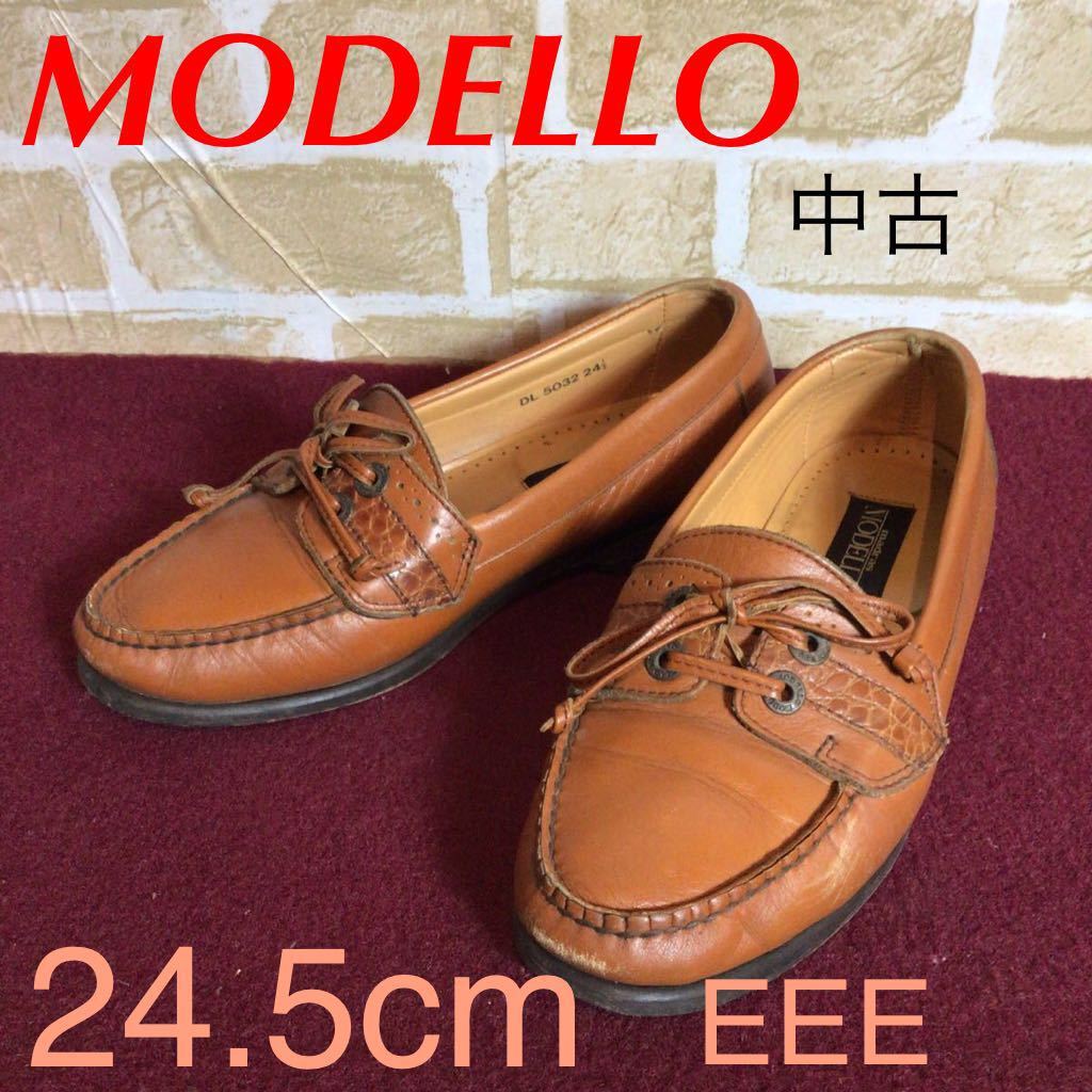 【売り切り!送料無料!】A-131 MODELLO!madras!カジュアルローファー!24.5cmEEE!革靴!タッセルローファー!お洒落!通勤!ビジネス!中古拍卖