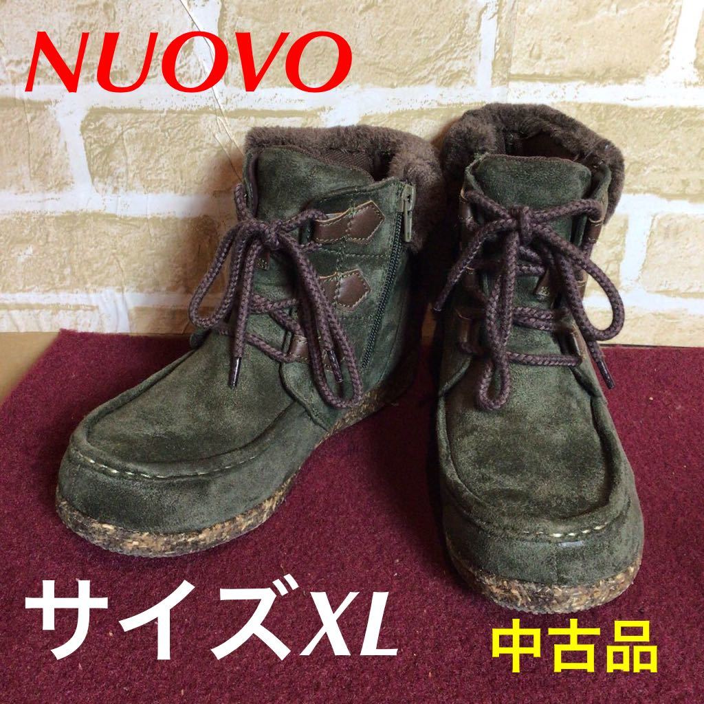 【売り切り!送料無料!】A-161 NUOVO! スエード! ショートブーツ! グリーン系! ブーツ!XL約24.5㌢! 中古品! 拍卖