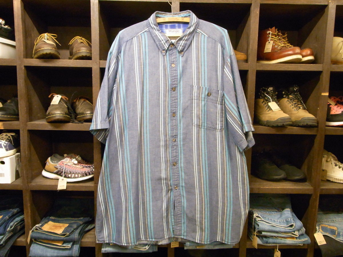 ビッグサイズ WRANGLER STRIPE B.B SHIRT SIZE XXL? ラングラー ストライプ ボタンダウン シャツ 半袖拍卖