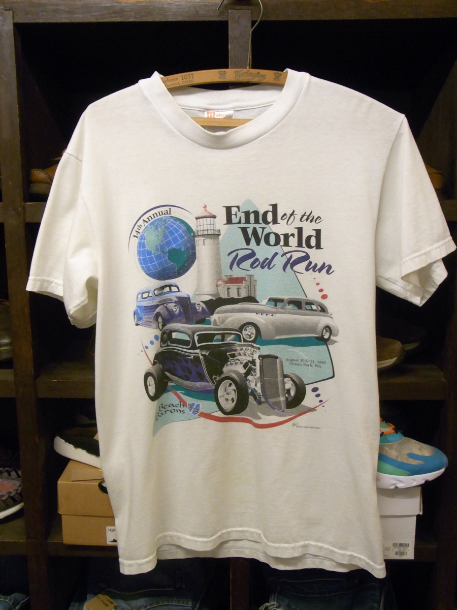 90'S BEACH BARONS END OF WORLD ROD RUN T-SHIRTS SIZE S ホット ロッド アメリカン クラシック カー アメ車 旧車 Tシャツ 半袖拍卖