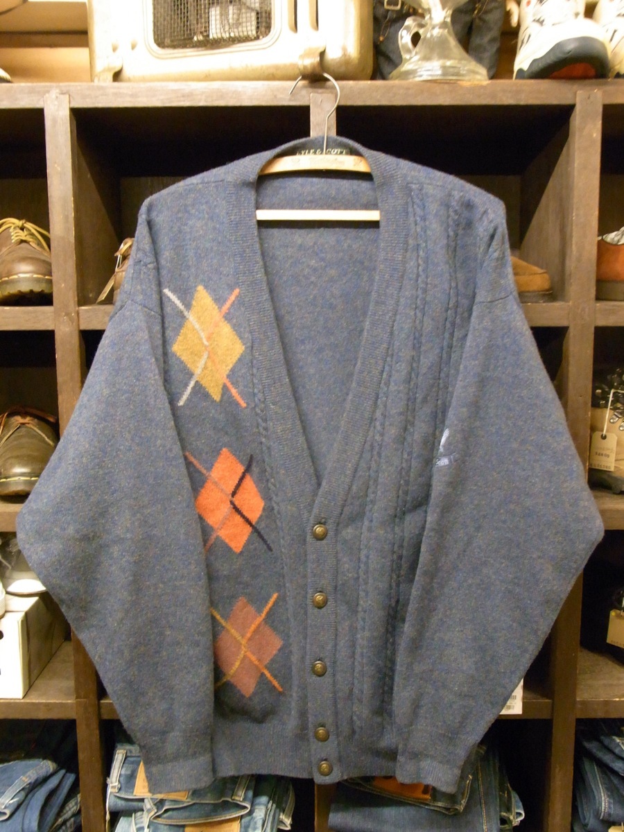 MADE IN NEW ZELAND LYLE & SCOTT ARGYLE WOOL CARDIGAN SIZE L ニュージーランド製 レイルアンドスコット アーガイル ウール カーディガン拍卖