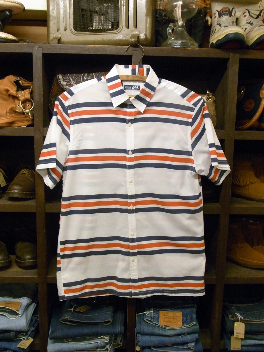 GRKT BOX BORDER SHIRT SIZE L ガラクタ貿易 ボックス ボーダー シャツ 半袖 ボーダー拍卖
