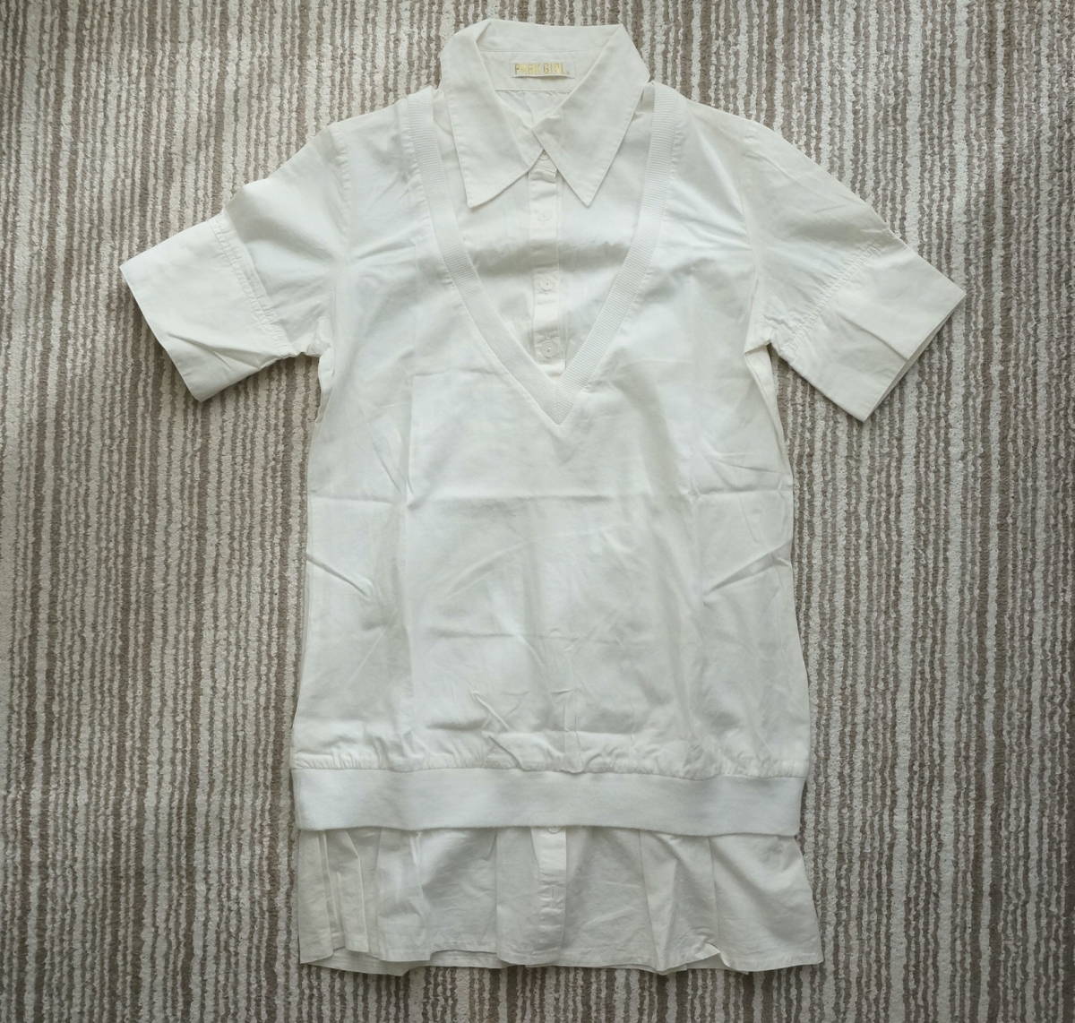 レディース シャツ ブラウス Mサイズ 重ね着風 生成拍卖