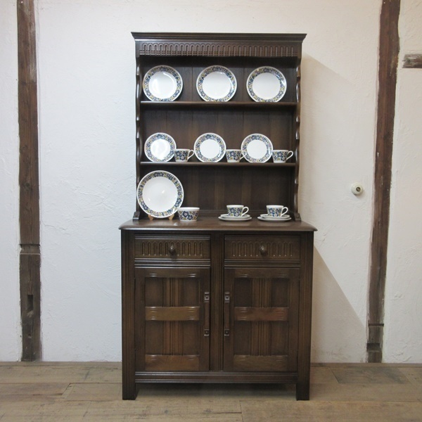 イギリス アンティーク 家具 ドレッサー カップボード キャビネット 飾り棚 食器棚 収納 木製 英国 COPBOARD 6495c拍卖