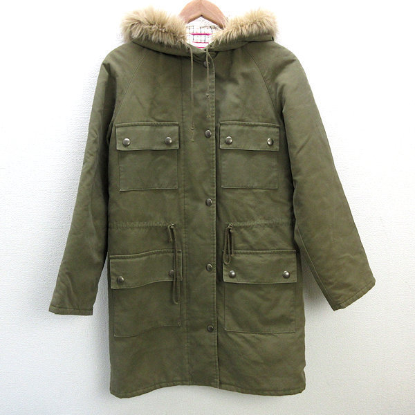 k■ポールスミス/Paul Smith JEANS フェイクファー付き 中綿コート/ミリタリー【40】カーキ/LADIES■63【中古】拍卖