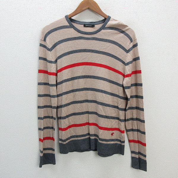 k■ラブレス/LOVELESS ボーダー柄 シルクブレンド ニットセーター【2】MENS■21【中古】拍卖