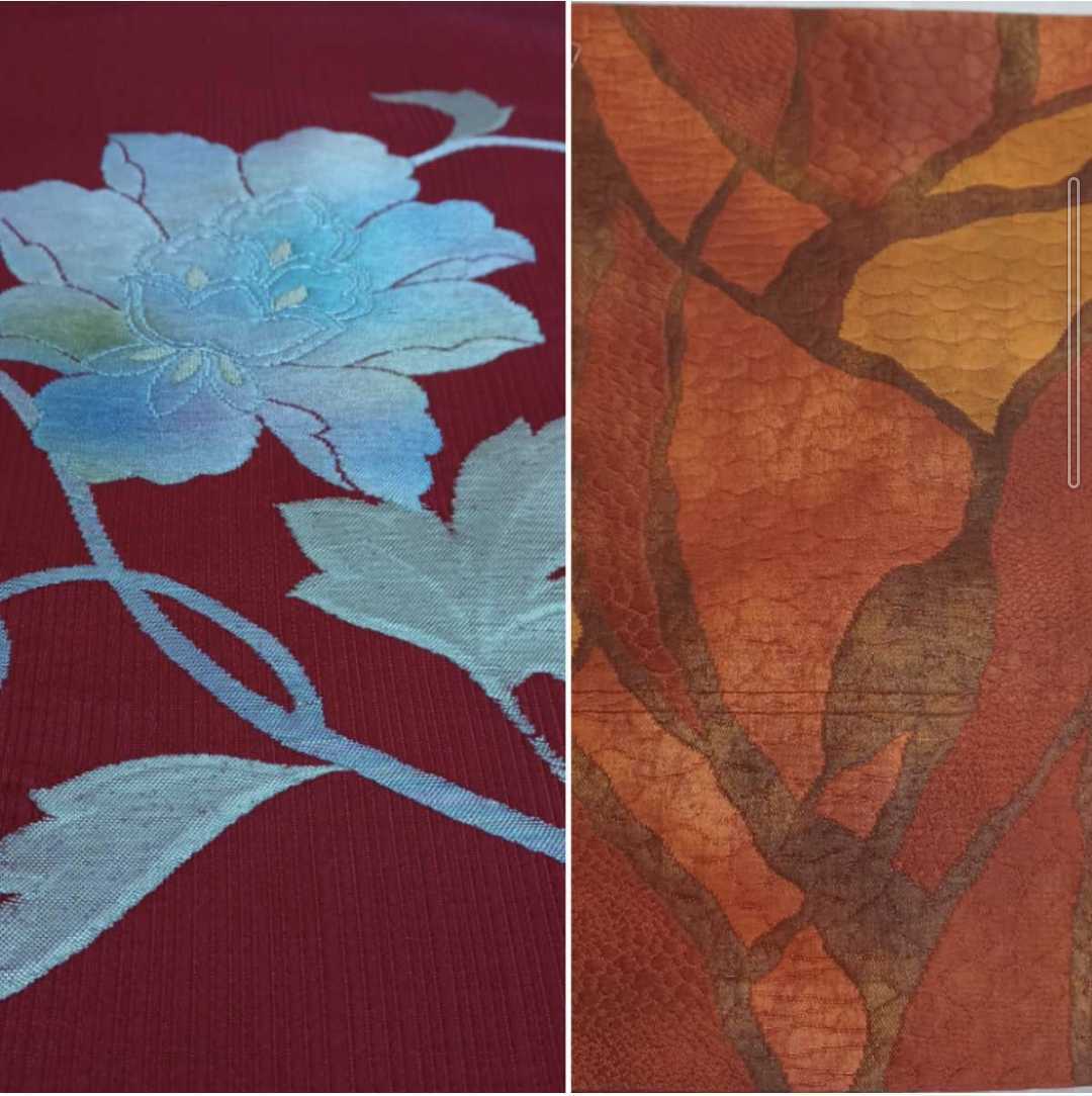 鋤①)2点まとめて 名古屋帯 気付け 茶道 舞踊 柄物 和装小物 朱赤 仕立て上がり 220314拍卖