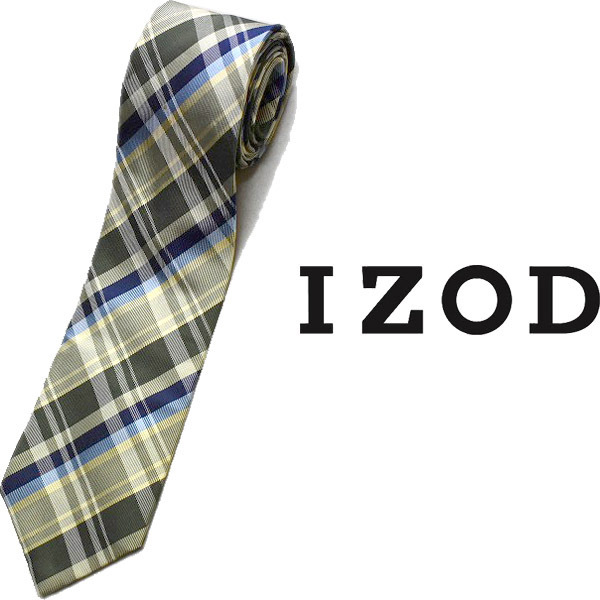 1点物◆アイゾッドIZODシルク100%チェック柄ネクタイ古着メンズレディースOK90sストリート/スポーツMix小物USブランド雑貨レトロ中古512859拍卖